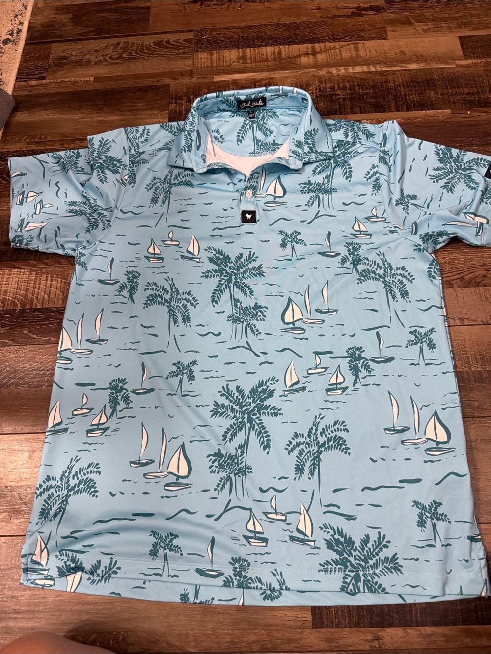 Bad Birdie Light Blue Sailboat Print Polo